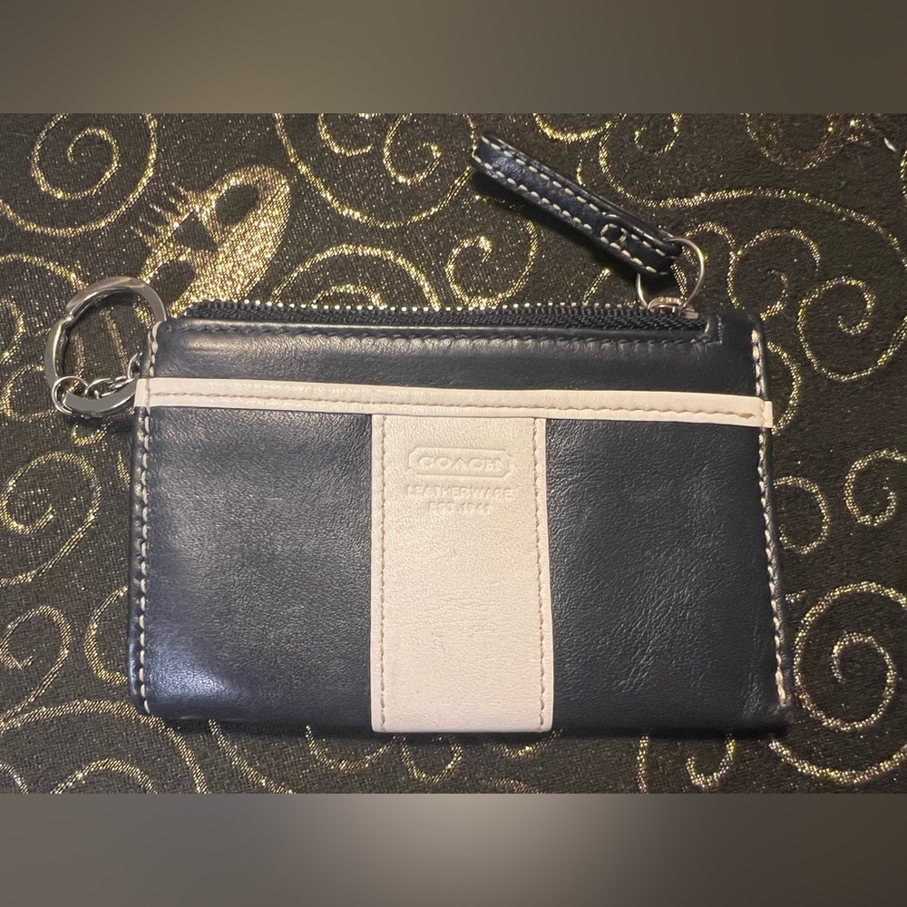 Coach Navy Blue and Cream Leather Wallet & Coin Purse 2 pc Duo - Picture 15 of 16